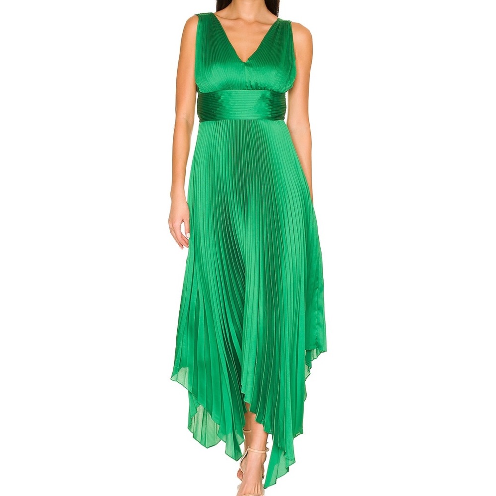 Green Pleated Dress